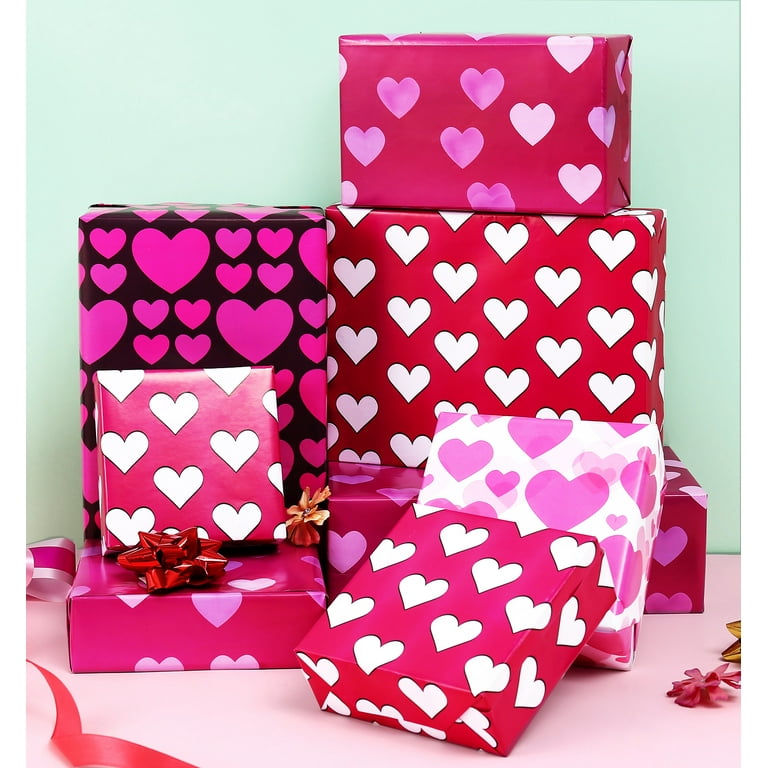 Noarlalf Birthday Decorations Valentine's Day Birthday Gift Wrapping Paper Colorful Gift Wrapping Paper Holiday Party Gift Love Heart Paper Birthday
