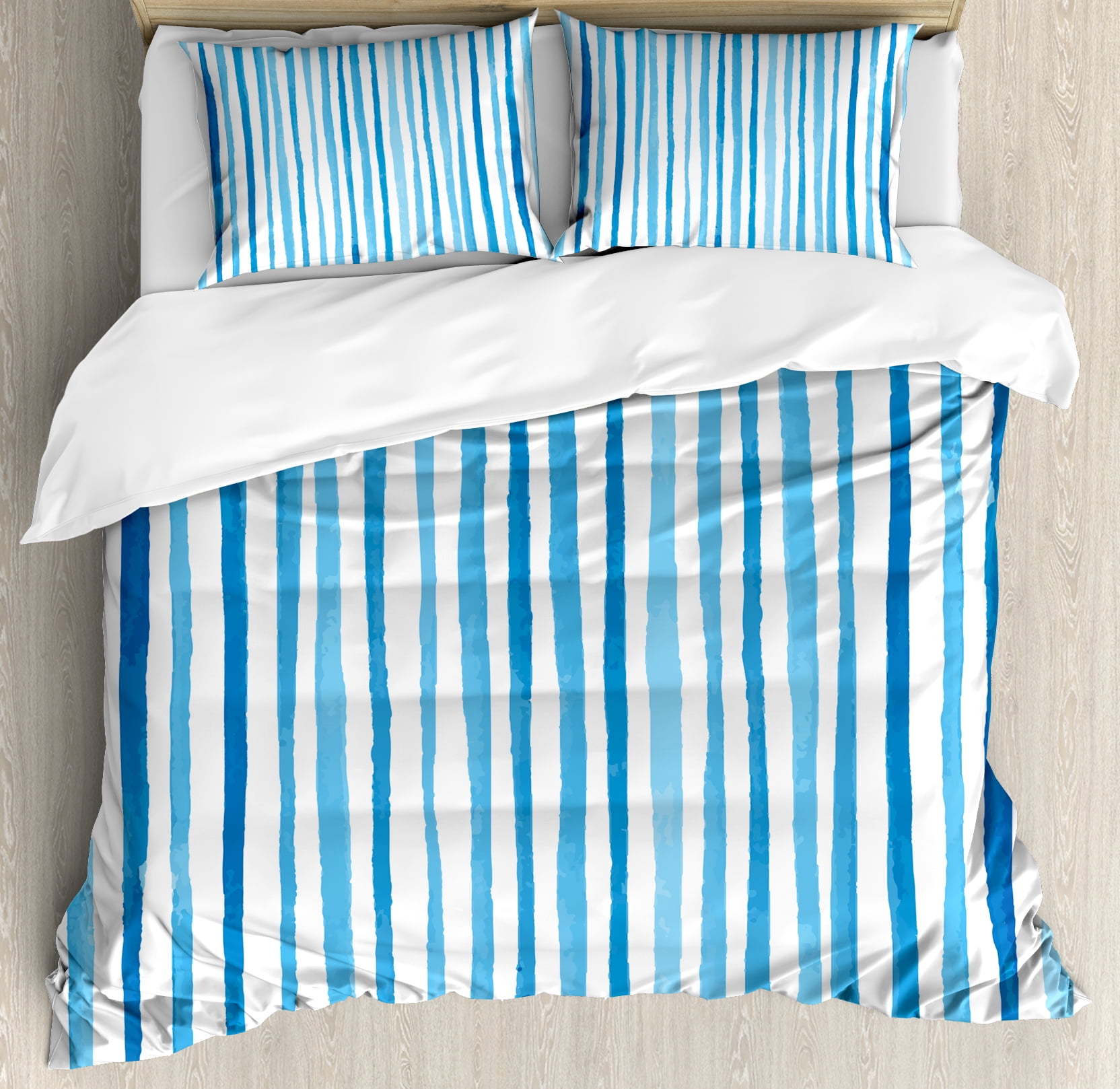 Queen Quilt Shams /& Toss Pillows Blue Watercolor Cottage Beach House 6 Pc Full