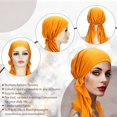 thumbnail image 4 of 4 Pcs Women Head Scarf Pre Tied Chemo Caps Slip on Turban Headwear Cancer Head Wraps Beanie Hat Bandana, 4 of 7
