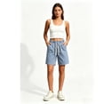 thumbnail image 4 of JJHGVB Bermuda Shorts for Women Knee Length High Waisted Baggy Shorts with Pockets Cotton Linen Summer Casual Lounge Outfits Light Blue 5XL, 4 of 8