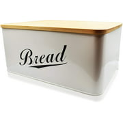 Royal House Modern Metal Bread Box with Bamboo Lid, Bread Storage, Bread Container for Kitchen Counter, Kitchen Decor Organizer, Vintage Kitchen
