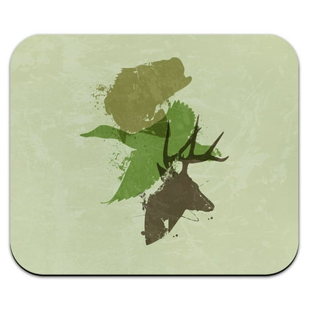 - Hunting Fishing Collage Design - Hunter Deer Duck Bass Trout Camouflage Mouse Pad