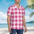 thumbnail image 3 of Balery Plaid Heart Camisas hawaianas de manga corta para hombre, camisas playeras de corte holgado, camisas de vacaciones con botones,Small, 3 of 7