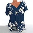 thumbnail image 3 of Blusas de Manga Corta para las Mujeres con Cuello en V Impreso Suéter Casual Top, Blusas para las Mujeres Casual, 3 of 4