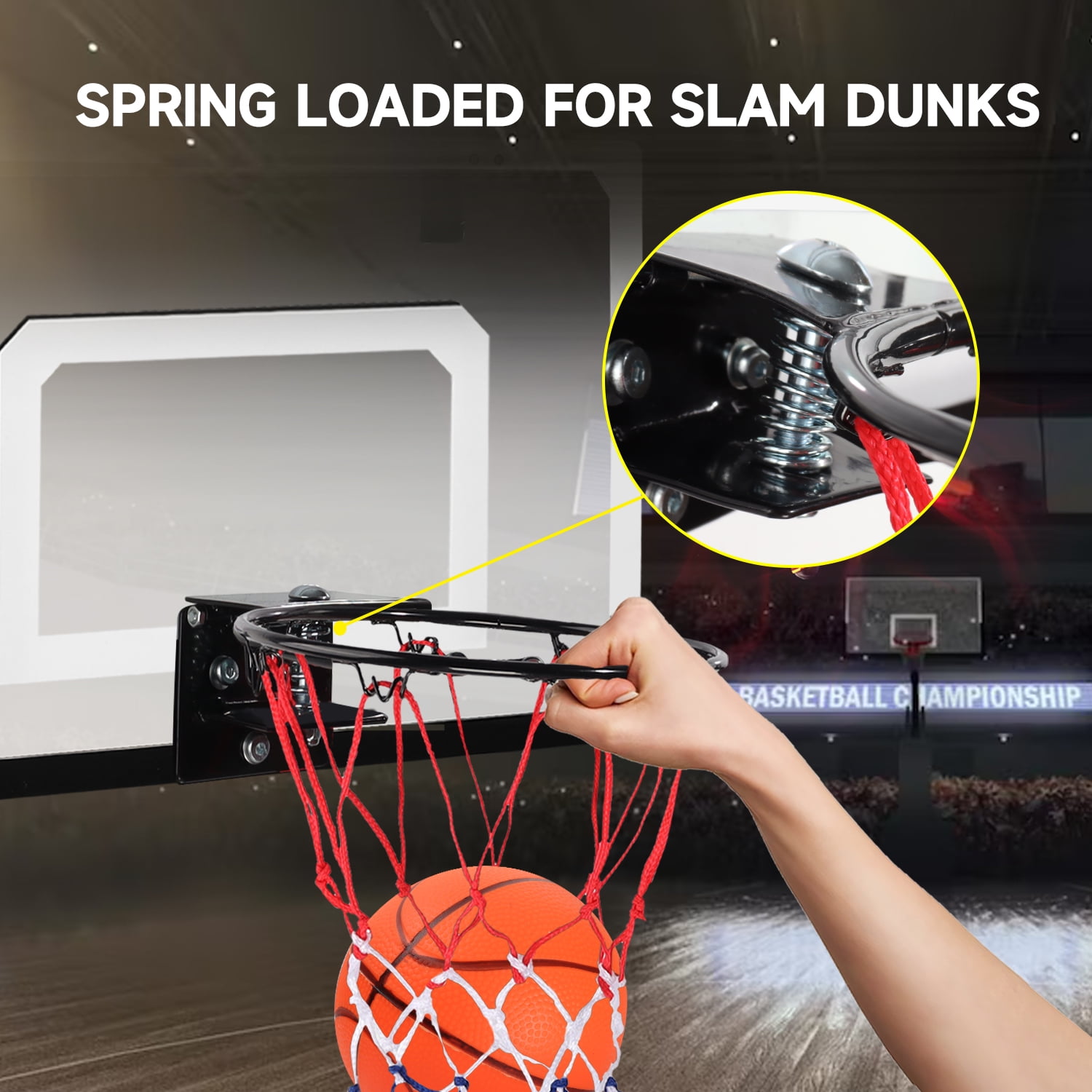 GSE Games & Sports Expert Over-The-Door Mini Basketball Hoop Set with Basketball & Pump, Wall-Mounted Basketball Hoop Set for Home & Office, Indoor Basketball Game
