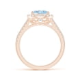 thumbnail image 2 of Angara Natural 2.2 Ct. Aquamarine with Diamond Halo Ring in 14K Rose Gold for Women (Ring Size: 11.5), 2 of 10