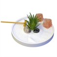 thumbnail image 3 of ERDS-Mini Zen Garden Kit for Desk with Rake, White Sand, White Round Base, Salt Rock, River Rocks and Air Plant, (6Lx6W Round W), 3 of 4