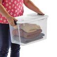 thumbnail image 3 of Sterilite 30 Quart Clear Plastic Storage Bin w/White Latch Lid, (12 Pack), 3 of 11