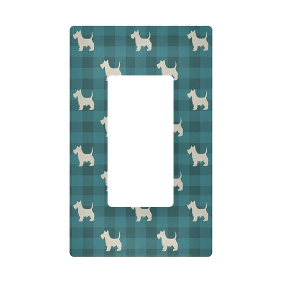 Yayeee Rocker Switch Wall Plate 1-Gang 4.6"x2.9" Home Decorative Outlet Cover, Green Puppy Plaid Pattern