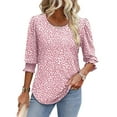 thumbnail image 6 of Babysbule Womens Summer Tops 3/4 Sleeve Tops Puff Sleeve Elbow Length Printed Tops for Women Boat Neck, 6 of 8