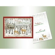 Performing Arts Glitter Embellished Full Color Inside Design Deer and Birches Stationery Paper (66198-14)