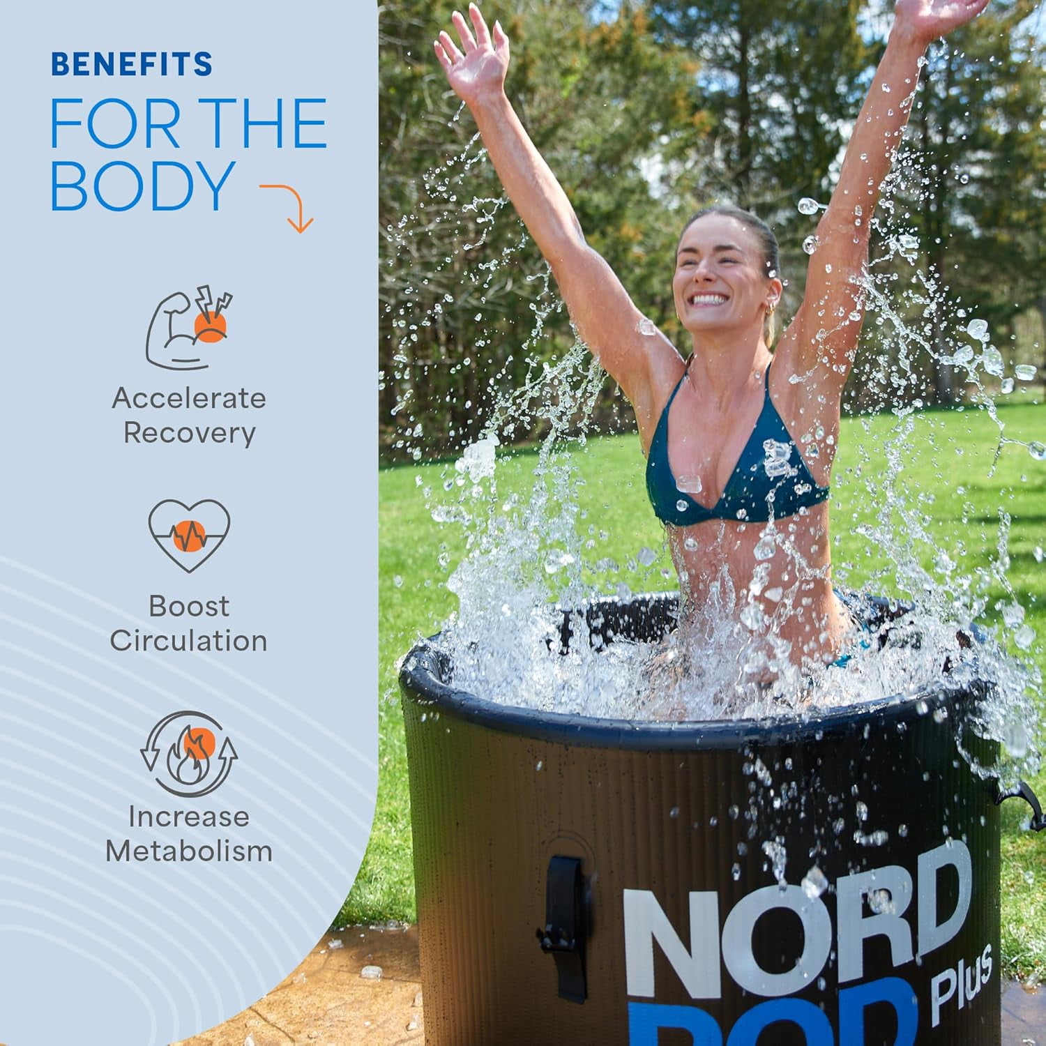 Lifepro NordPod Plus 80-Gallon Inflatable Ice Bath - XL Drop Stitch Cold Plunge Tub for Athletes - Black