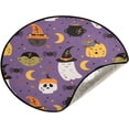 thumbnail image 5 of Coolnut Magic Spooky Cat Christmas Tree Mats Waterproof Tree Skirt, Halloween Kitten Witch Xmas Tree Stand Tray Mat Floor Protector Pad for Holiday Party Decoration, 28.3", 5 of 6