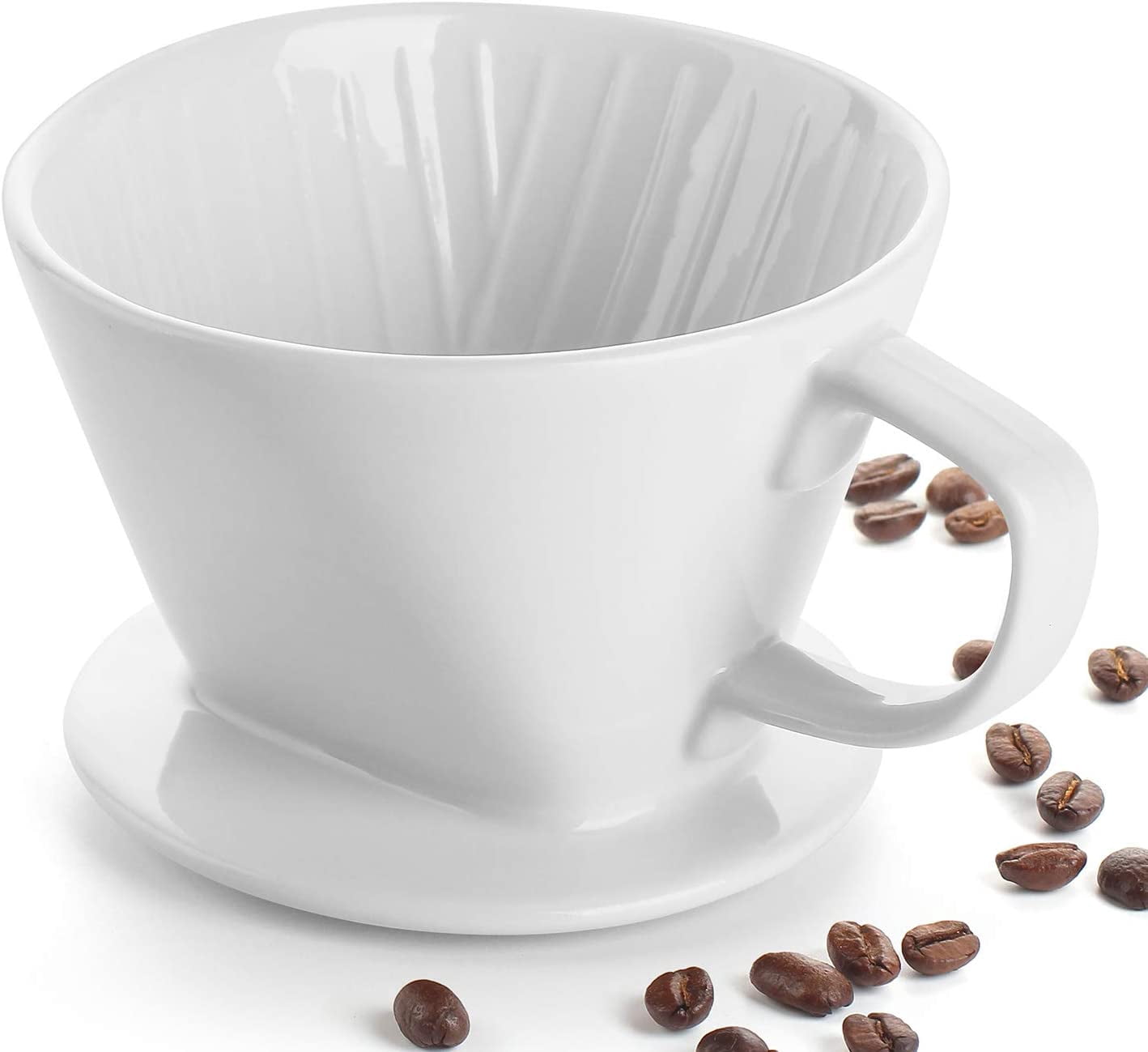 Pour Over Coffee Maker, Non-Electric Pour Over Coffee Dripper, Easy Manual Brew Maker, Single Cups Porcelain Slow Brewing Accessories for Home, Cafe, Camping, Coffee Gifts, White