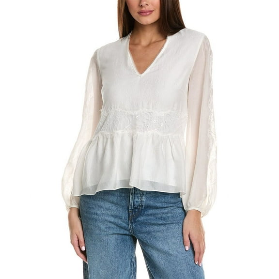3.1 Phillip Lim womens Blouson Sleeve Silk Top, 4, Ivory