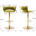 thumbnail image 2 of LukeAlon Velvet Adjustable Barstools Set of 2, Modern 360° Swivel Counter Stools with Golden Base Upholstered Open Back Tall Bar Chairs with Footrest for Home Kitchen, Green, 2 of 8