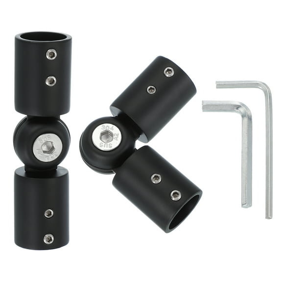 Uxcell Window Corner Curtain Rod Connector, 2 Pcs Adjustable Curtain Rod Corner Connector for 3/4" Rod, Black