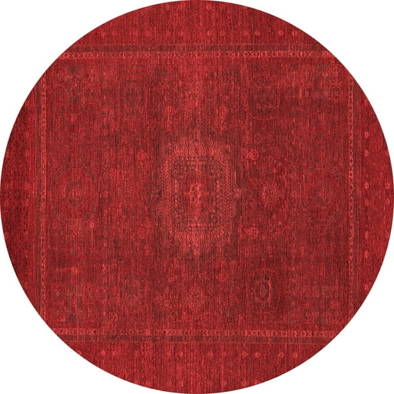 Ahgly Company Indoor Round Abstract Red Modern Area Rugs, 6' Round