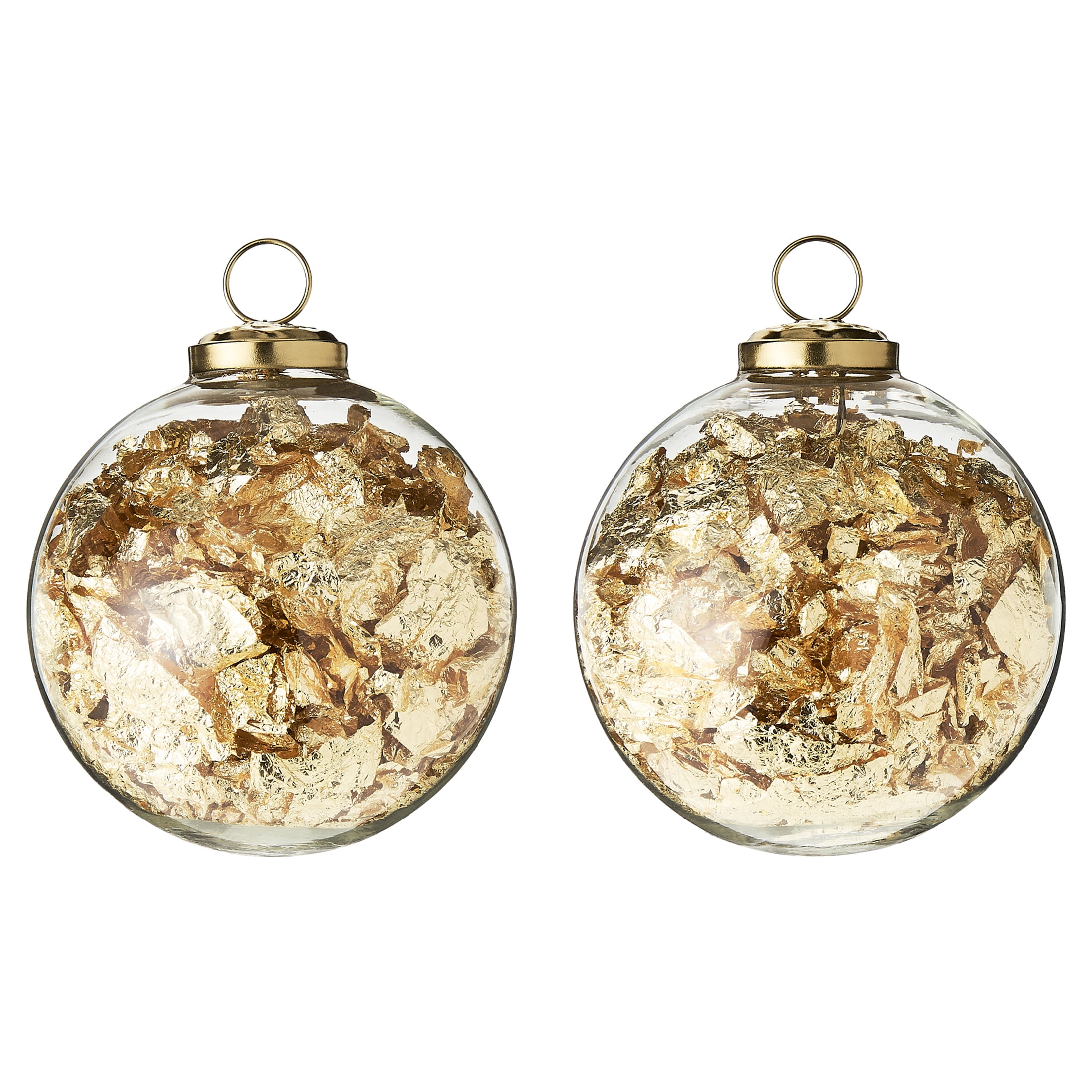 2 Count Gold Foil Glass Ornaments, 4 in, by My Texas House