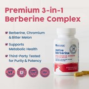 NativePath Berberine HCl 500mg Capsules, Chromium Picolinate & Bitter Melon, Metabolism & Digestion Support, 60 Count