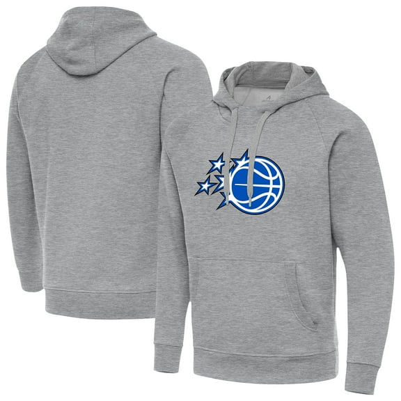 Men's Antigua Heather Gray Orlando Magic New Logo Victory Pullover Hoodie