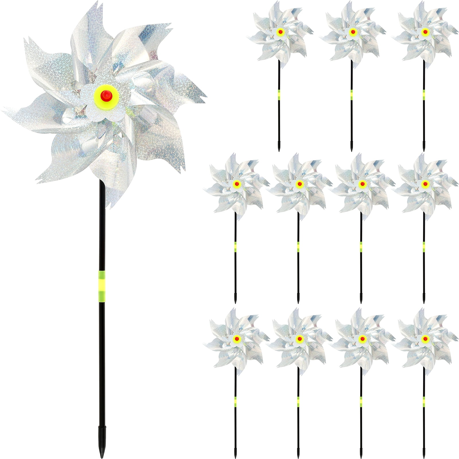 Ktcina 12 Pack Sparkly Reflective Pinwheels with 8 Pages Lightweight