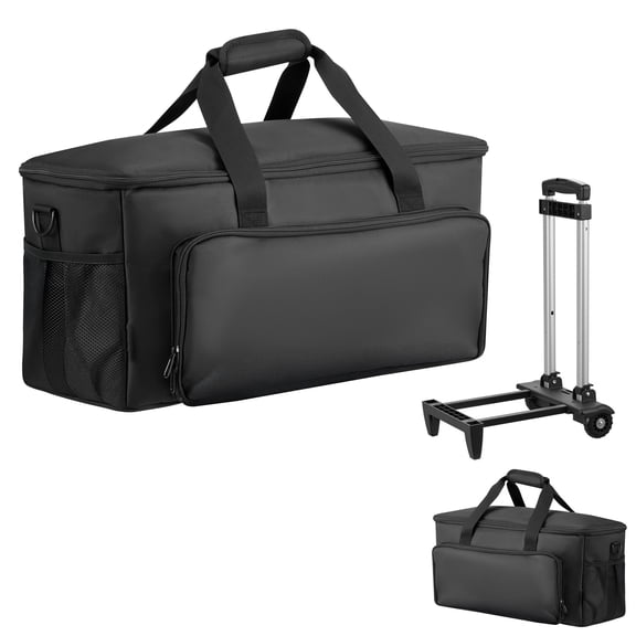 KFFKFF Rolling DJ Cable Bag, 1680D, Padded Gig Bag with Wheels, 6 Removable Dividers, Travel Storage Case for Music Gear, Instruments, and Sound Equipment Accessories