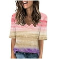 thumbnail image 2 of Hrsba Womens Fashion Tees Floral Print 3/4 Sleeve V Neck Shirt Loose Summer Casual Ladies Top Comfortable Daily Wear, 2 of 4