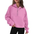 thumbnail image 2 of Bmisegm Hoodies for Women Hooded Zip up Pocketed Oversized Sweatshirt for Fall Winter Warm and Comfortable Pink L, 2 of 4