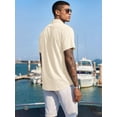thumbnail image 3 of RICHCOIN Mens Linen Shirts Cuban Hawaiian Shirts Short Sleeve Button Down Casual Summer Beach Tops, 3 of 6