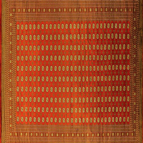 Ahgly Company Machine Washable Indoor Square Oriental Yellow Industrial Area Rugs, 3' Square