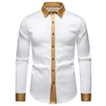 thumbnail image 2 of Blusa y camisa de manga larga con cuello vuelto para hombre, blusa informal de moda con botones y retazos, blusa de manga larga con cuello vuelto, blusa de poliéster para hombre, 2 of 6