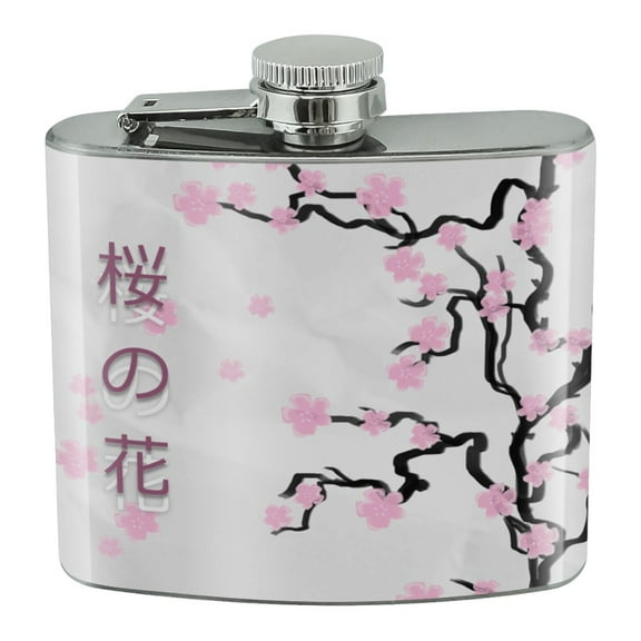 Cherry Blossom Tree Pink Japanese Stainless Steel 5oz Hip Drink Kidney Flask
