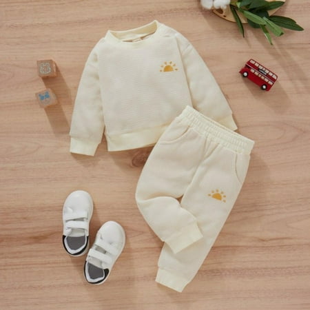

Baywell Baby Sweatshirts Clothes Set Long Sleeve Sweatpants Tracksuit Sweatsuit Sun Printed Infant Boys Girls Clothing Suit