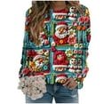 thumbnail image 4 of Sgkm Fashion Womens Tops Christmas Graphic O Neck Oversized Sweatshirt Vibrant Tops for Women Trendy M Sky Blue, 4 of 6