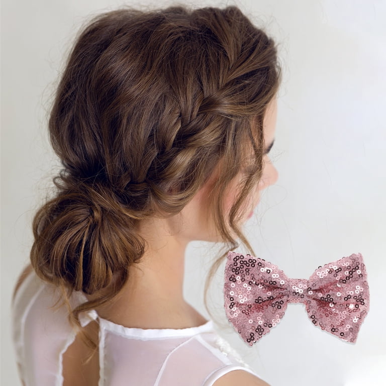 Elegant Pink Bow Hair Clip Amazon.com : Hair Bow Accessories for Girls Women Pink Hair  main image 3
