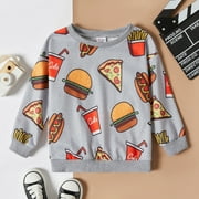 PatPat Toddler Boy Fast Food Print Pullover Sweatshirt