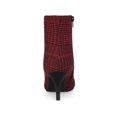thumbnail image 2 of BLISSFUL STEP Women's Ankle Boots Pointed Toe Stiletto Heels Houndstooth Plaid Zip-Up Boots Red Black 7, 2 of 7
