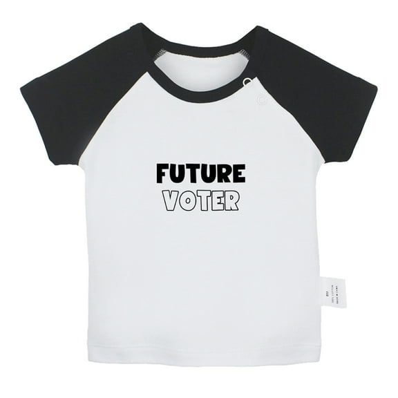 Future Voter Funny T shirt For Baby, Newborn Babies T-shirts, Infant Tops, 0-24M Kids Graphic Tees Clothing (Short Black Raglan T-shirt, 0-6 Months)