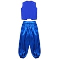 thumbnail image 4 of YONGHS Kids Boys Girls Halloween Arabian Retro Waistcoat Vest with Satin Dance Bloomers Set Royal Blue 6, 4 of 5