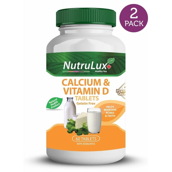 Calcium & Vitamin D ( 600 mg Calcium ) Halal Gelatin Free Tablets(Pack of 2)