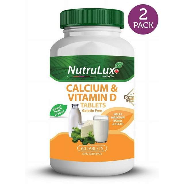 Calcium & Vitamin D ( 600 mg Calcium ) Halal Gelatin Free Tablets(Pack of 2)