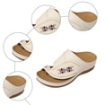 thumbnail image 5 of Rokment Womens Boho Embroidered Orthopedic Wedges Dress Flip Flops with Arch Support 2026 Beach Summer Comfortable Leather Platform Thong Walking Slides White Size 8.5, 5 of 7
