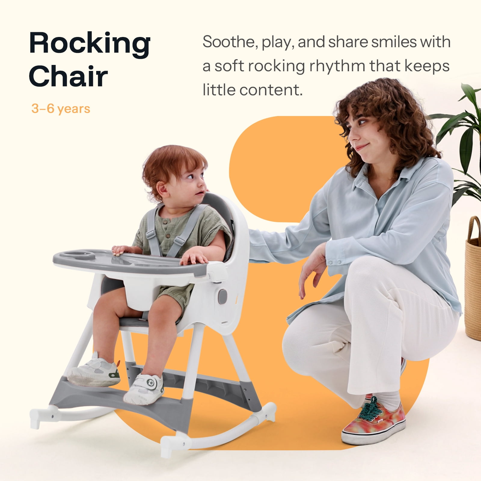 HARPPA 4-in-1 Convertible High Chair for Babies and Toddlers, Feeding Chair for Infant,Gray