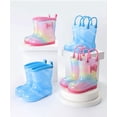 thumbnail image 7 of Girls' Easy On Rain Boots Gradient Rainbow Mid Calf Boots School Outdoor Playing Handled Rain Boots, 7 of 7