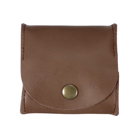 Uxcell Rustic Leather Coin Purse, Small Leather Pouch Unisex Small Pocket Pouch with Snap Closure Change Holder for Coins Jewelry Earphones Storage, Dark Brown