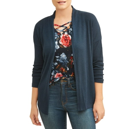 Womens Long Sleeve Embellished Top and Cardigan 2fer