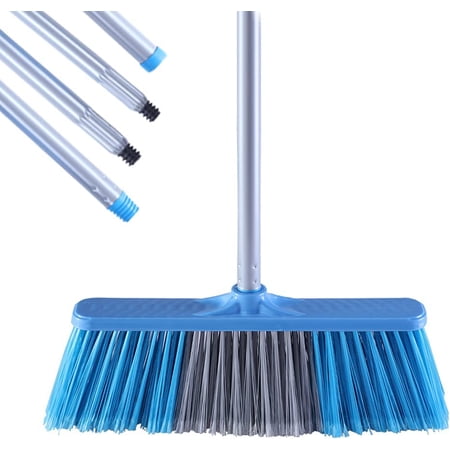 Indoor Outdoor Broom with Long Handle, 53" Angle Brooms for Floor Cleaning Sweeping Broom for Garage, Patio, Garden, House and Kitchen