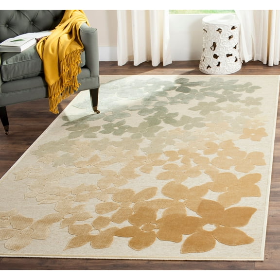 SAFAVIEH Martha Stewart Flower Field Floral Area Rug, Geyser, 5'3" x 7'6"