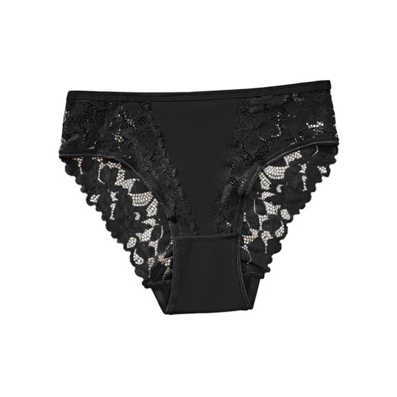 Umfun Women's High Waist Floral Lace Briefs - Breathable Stretch Panties with Scalloped Trim for Everyday Comfort & Style